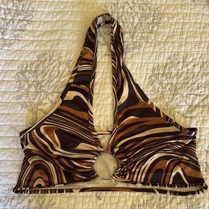 Brown and Cream Halter Top
